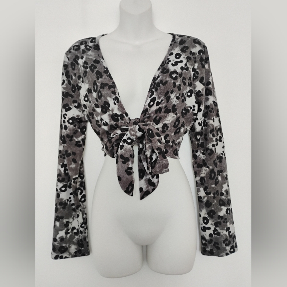 Leopard Print Tie-Front Top